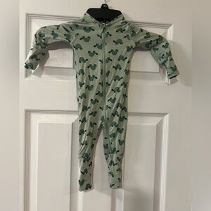 Hanna Andersson Green Turtle-Print Convertible Romper 0-3 Months